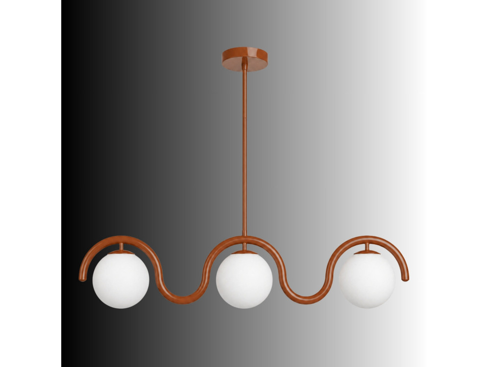 Metalowy żyrandol „GEDIK-20442” – 80 x 17 cm – brązowy / pomarańczowy