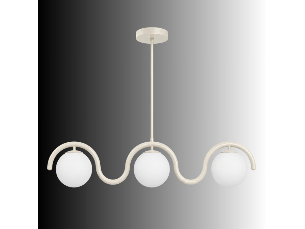 Metalowy żyrandol „GEDIK-20442” – 80 x 17 cm – beżowy