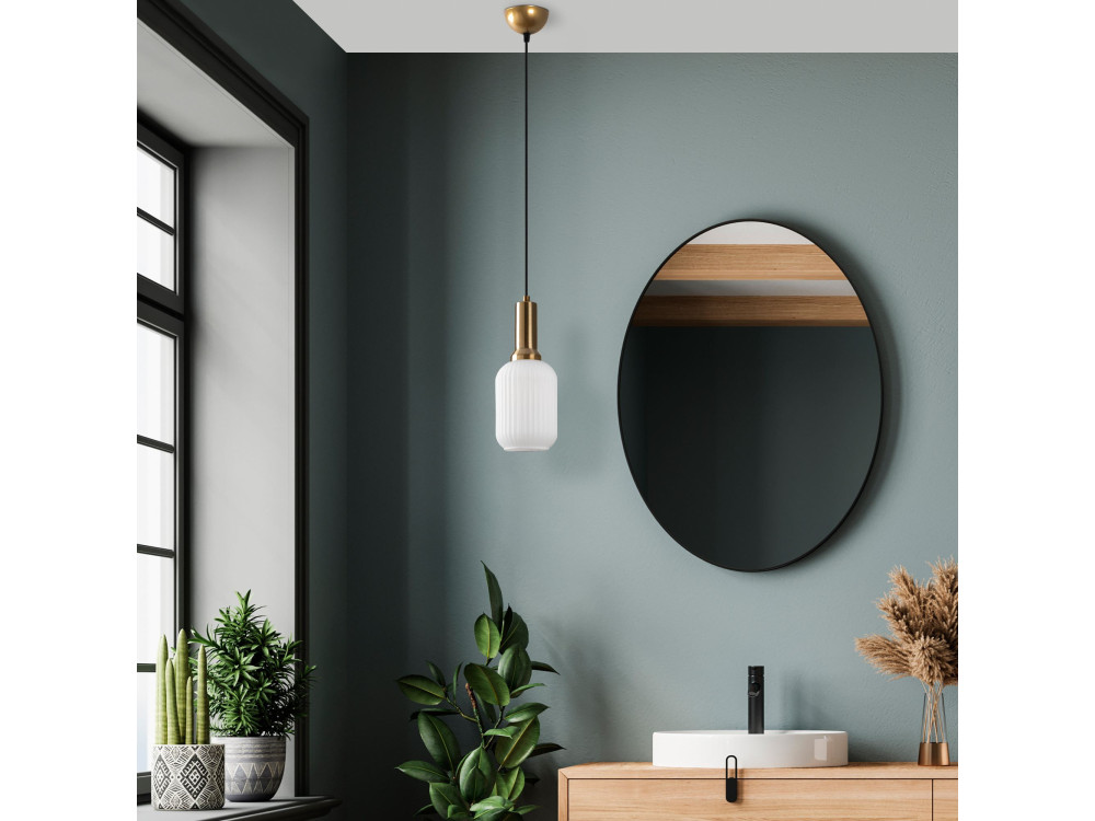 Metalowa lampa wisząca „Asker” – 13 x 13 cm – w kolorze złotym