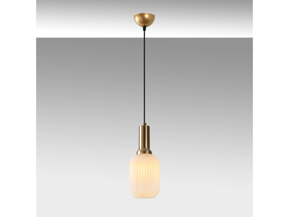 Metalowa lampa wisząca „Asker” – 13 x 13 cm – w kolorze złotym