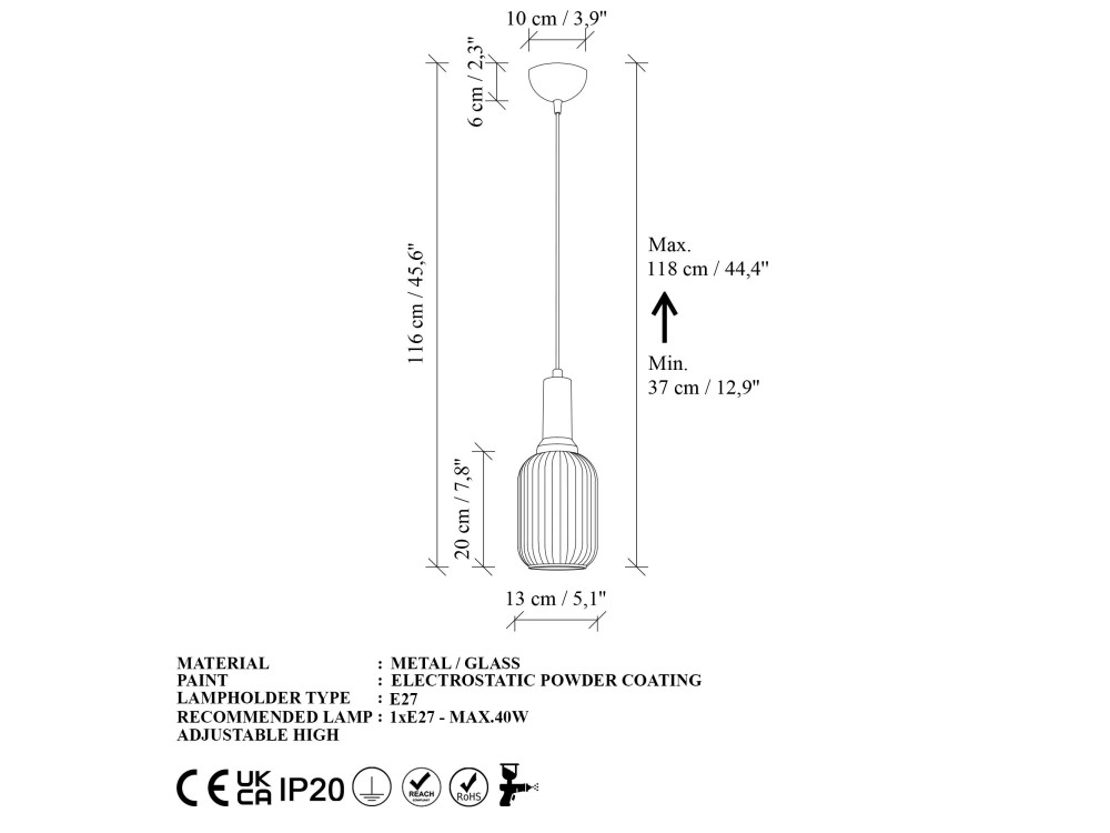 Metalowa lampa wisząca „Asker” – 13 x 13 cm – w kolorze złotym