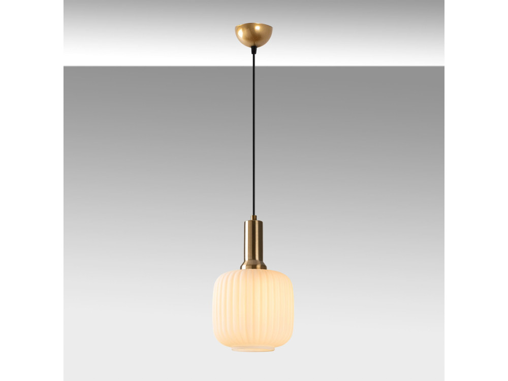 Metalowa lampa wisząca „Asker” – 20 x 20 cm – w kolorze złotym