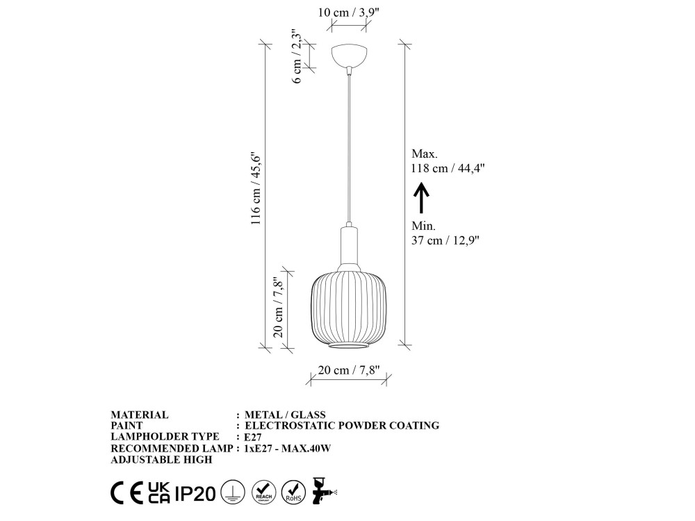 Metalowa lampa wisząca „Asker” – 20 x 20 cm – w kolorze złotym