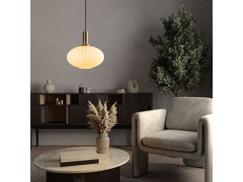 Metalowa lampa wisząca „Asker” – 30 x 30 cm – w kolorze złotym