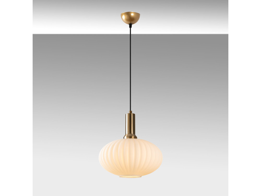 Metalowa lampa wisząca „Asker” – 30 x 30 cm – w kolorze złotym