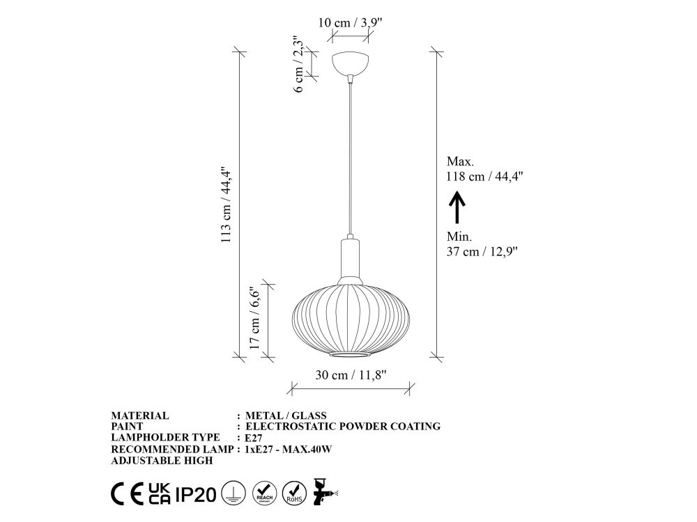 Metalowa lampa wisząca „Asker” – 30 x 30 cm – w kolorze złotym