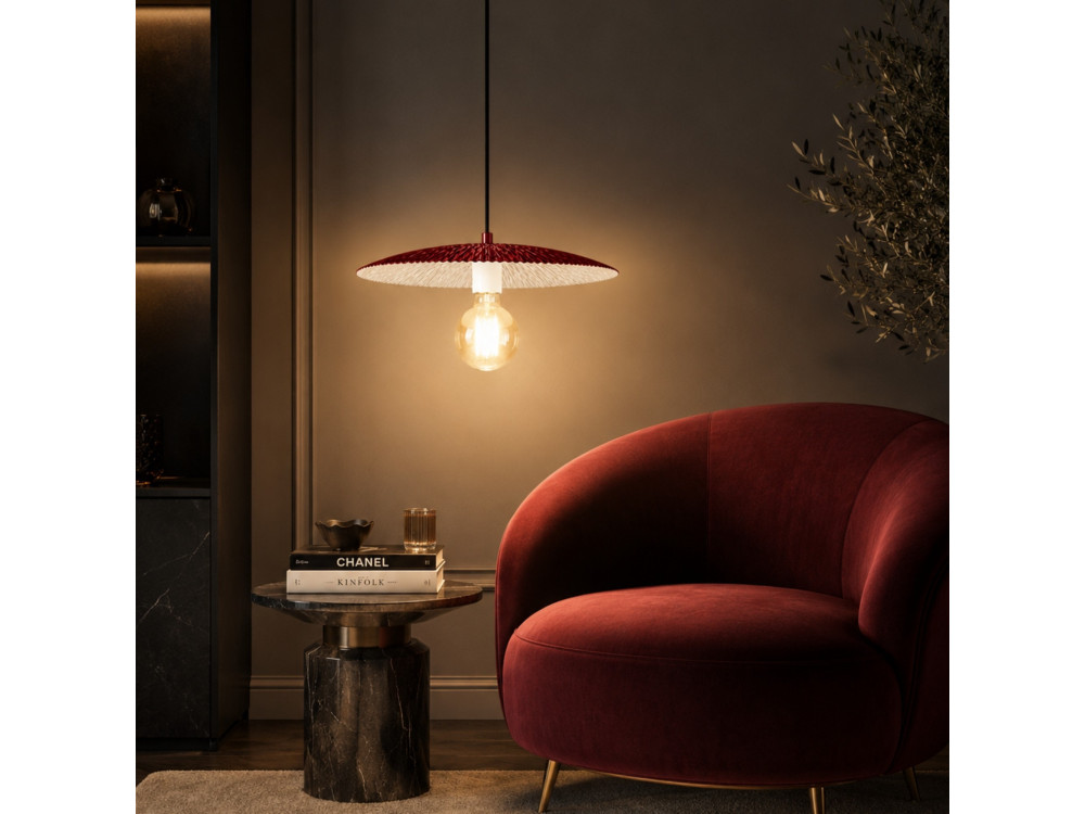 Metalowa lampa wisząca „Soleil” – 39 x 39 cm – kolor bordowy