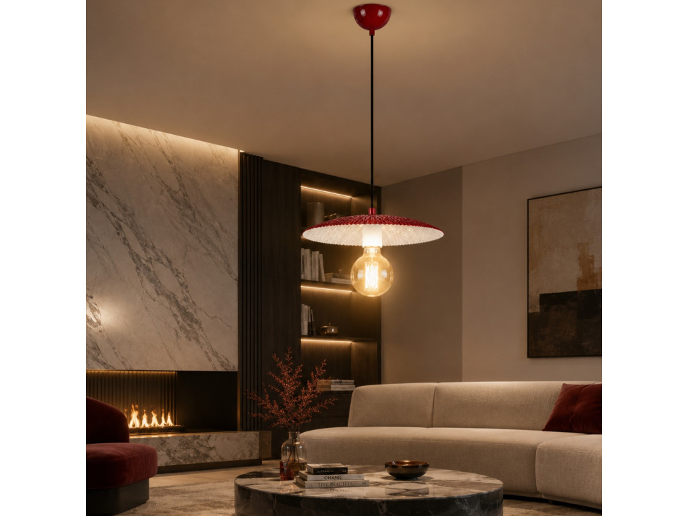 Metalowa lampa wisząca „Soleil” – 39 x 39 cm – kolor bordowy