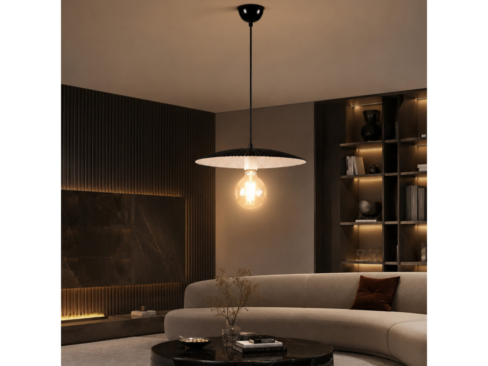 Metalowa lampa wisząca „Soleil” – 39 x 39 cm – czarna