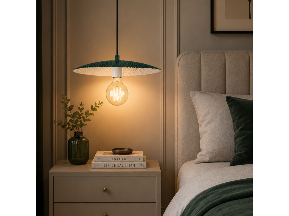 Metalowa lampa wisząca „Soleil” – 39 x 39 cm – ciemnozielona