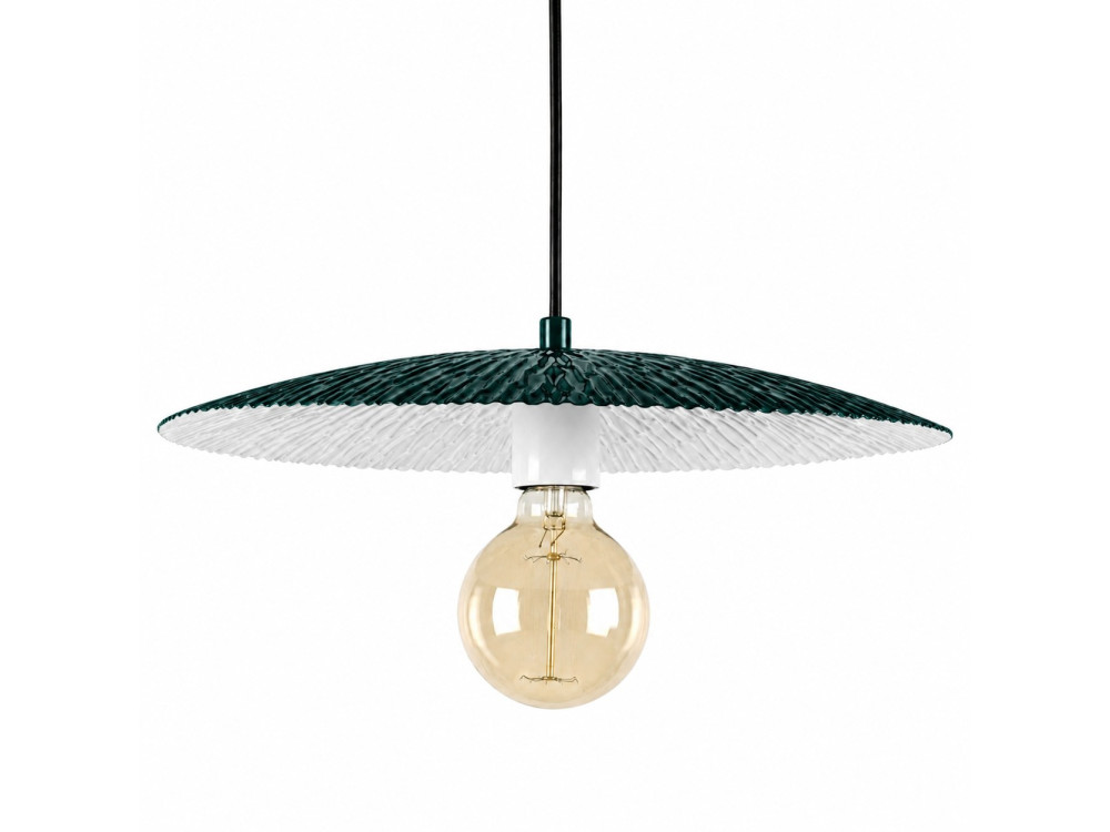 Metalowa lampa wisząca „Soleil” – 39 x 39 cm – ciemnozielona