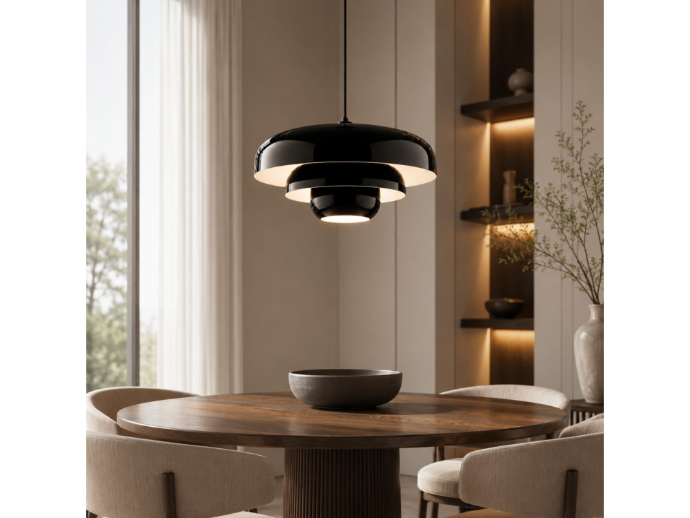 Metalowa lampa wisząca „Layer” – 43 x 43 cm – czarna