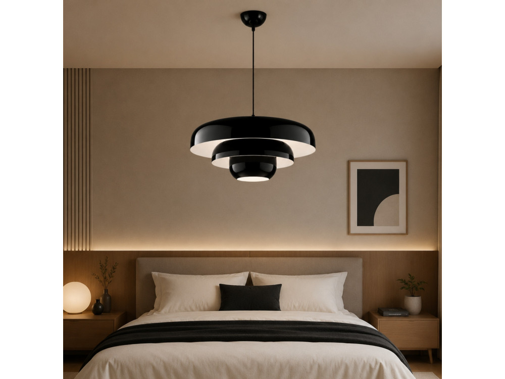 Metalowa lampa wisząca „Layer” – 43 x 43 cm – czarna