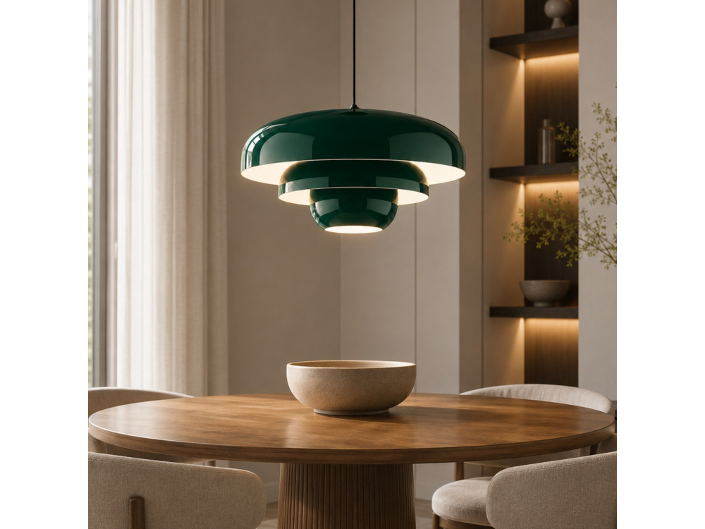 Metalowa lampa wisząca „Layer” – 43 x 43 cm – ciemnozielona