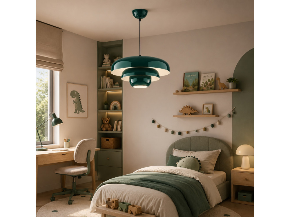 Metalowa lampa wisząca „Layer” – 43 x 43 cm – ciemnozielona