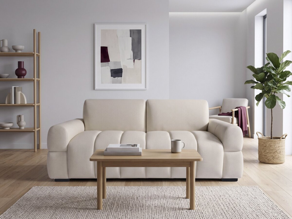 Rozkładana sofa „Zoé” z systemem ekspresowego rozkładania – materac 18 cm – szerokość miejsca do spania 140 cm – 3-osobowa – beż