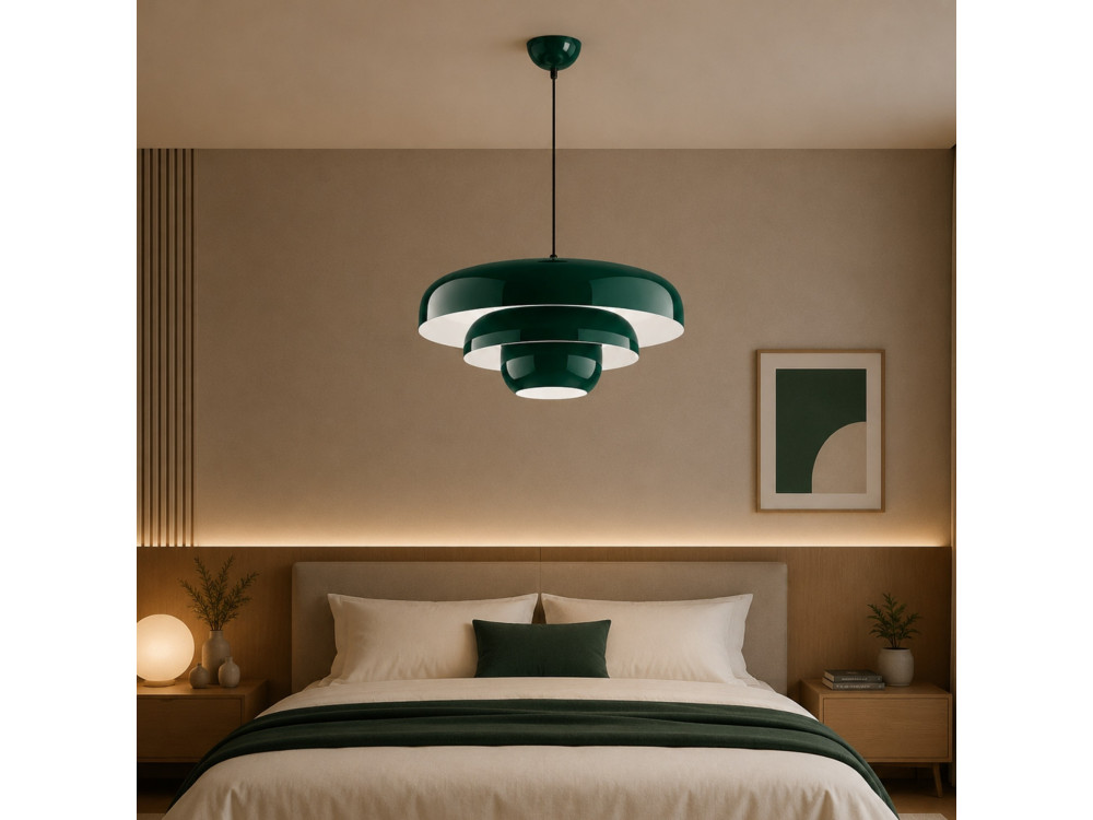 Metalowa lampa wisząca „Layer” – 43 x 43 cm – ciemnozielona
