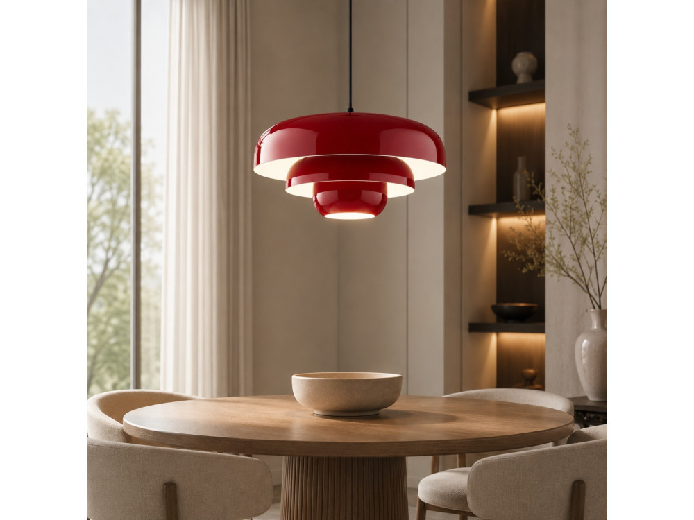 Metalowa lampa wisząca „Layer” – 43 x 43 cm – kolor bordowy