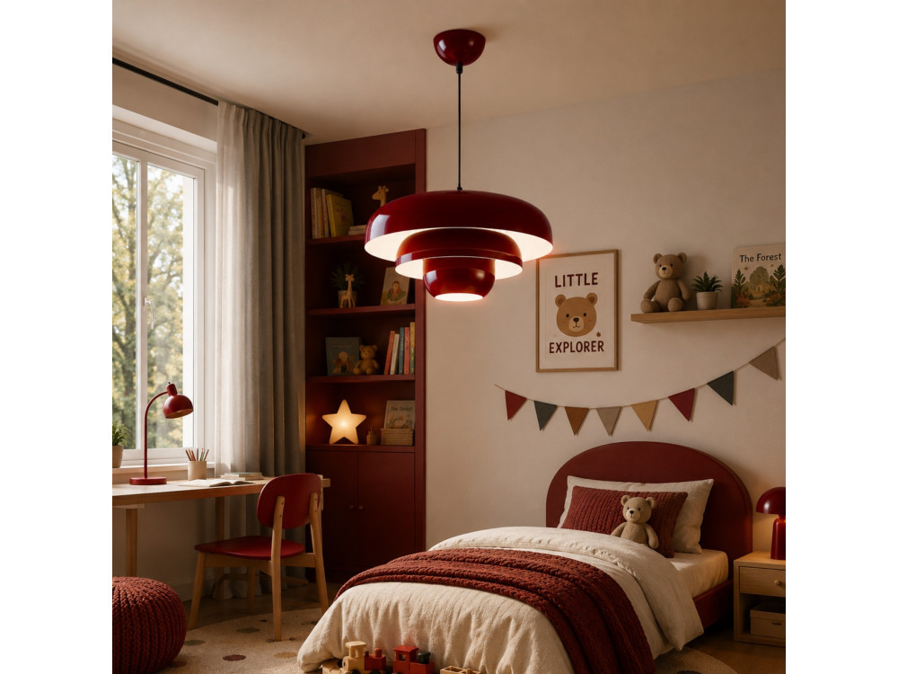 Metalowa lampa wisząca „Layer” – 43 x 43 cm – kolor bordowy
