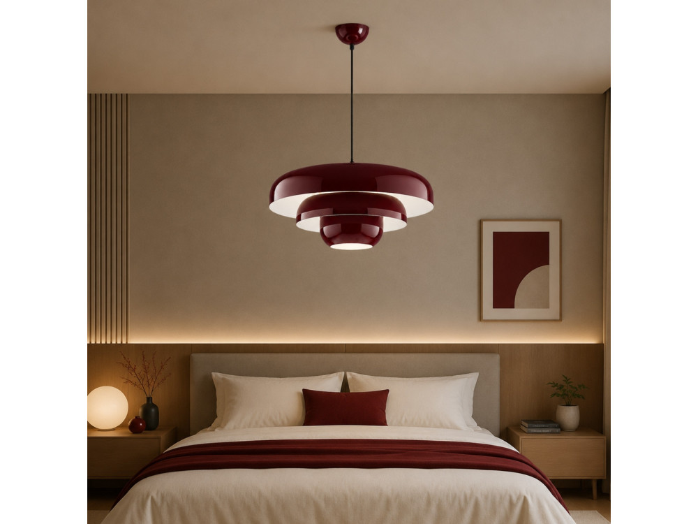 Metalowa lampa wisząca „Layer” – 43 x 43 cm – kolor bordowy