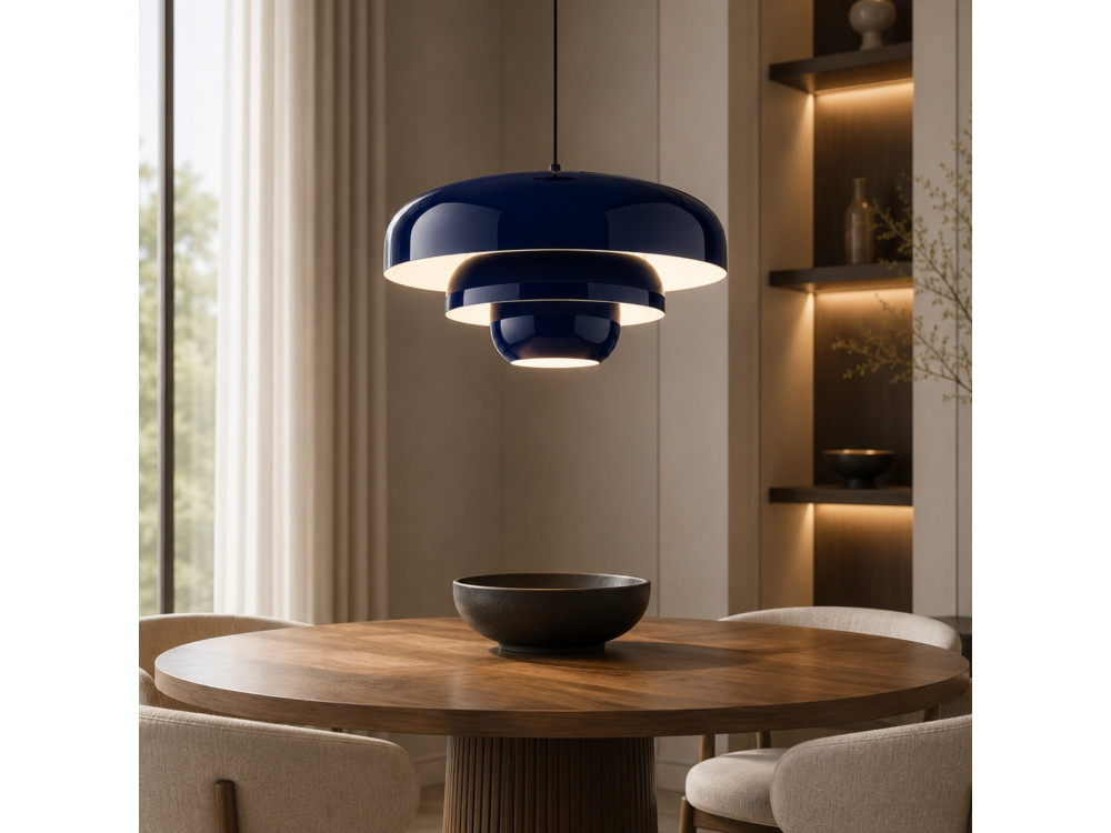Metalowa lampa wisząca „Layer” – 43 x 43 cm – granatowa