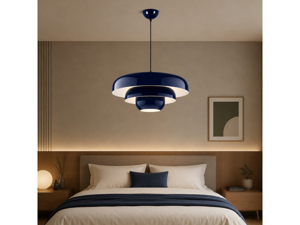 Metalowa lampa wisząca „Layer” – 43 x 43 cm – granatowa