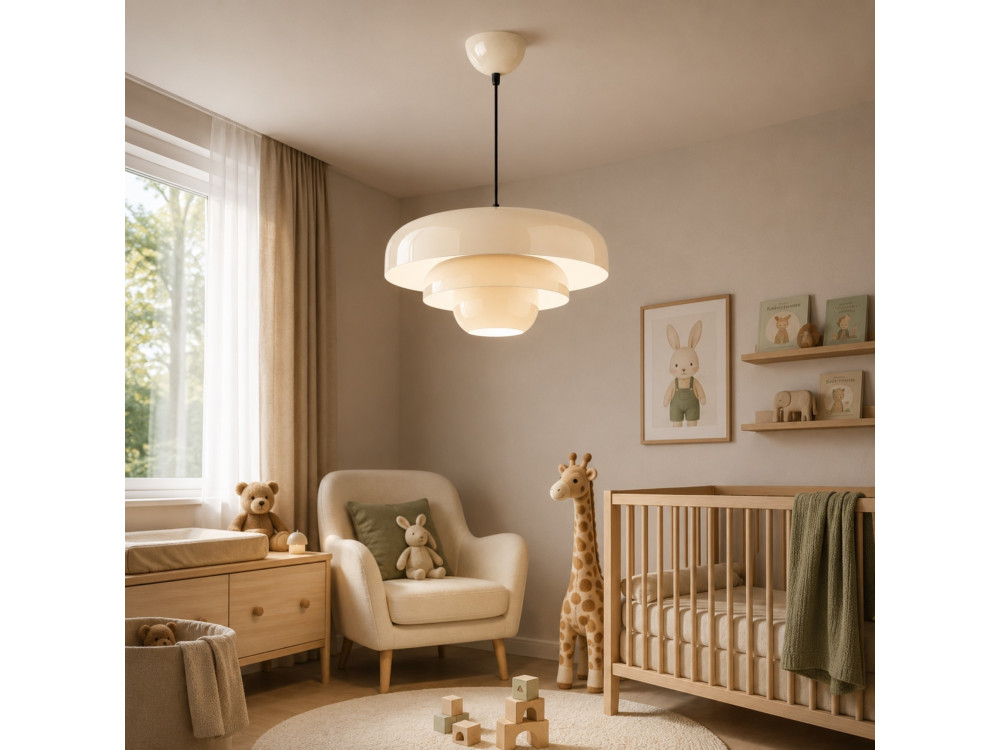 Metalowa lampa wisząca „Layer” – 43 x 43 cm – beżowa