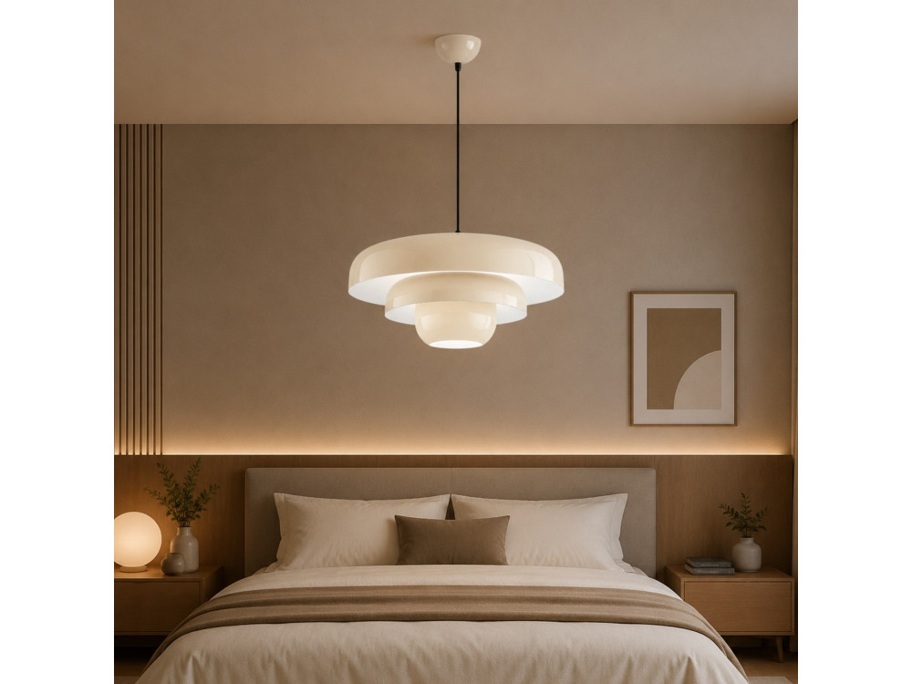 Metalowa lampa wisząca „Layer” – 43 x 43 cm – beżowa