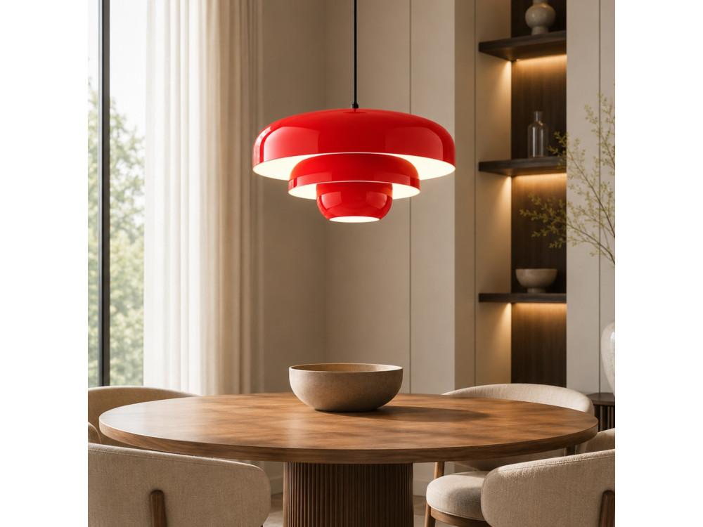 Metalowa lampa wisząca „Layer” – 43 x 43 cm – czerwona