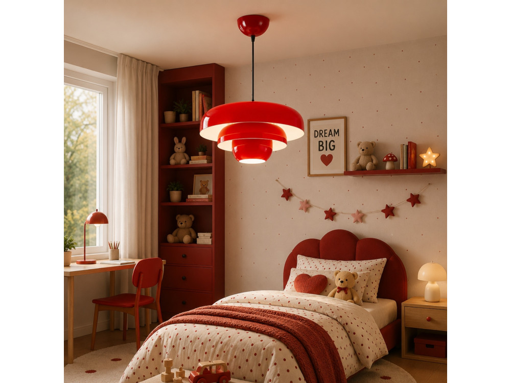Metalowa lampa wisząca „Layer” – 43 x 43 cm – czerwona