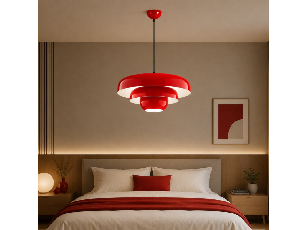 Metalowa lampa wisząca „Layer” – 43 x 43 cm – czerwona