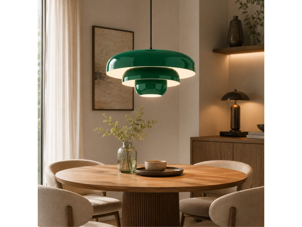 Metalowa lampa wisząca „Layer” – 43 x 43 cm – ciemnozielona
