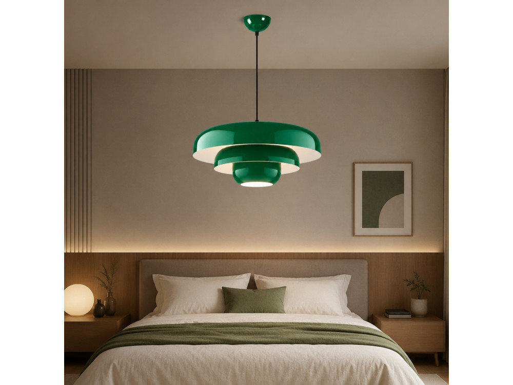 Metalowa lampa wisząca „Layer” – 43 x 43 cm – ciemnozielona