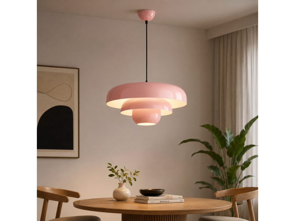 Metalowa lampa wisząca „Layer” – 43 x 43 cm – różowa