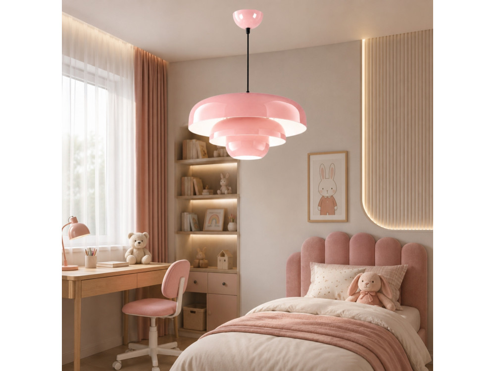 Metalowa lampa wisząca „Layer” – 43 x 43 cm – różowa