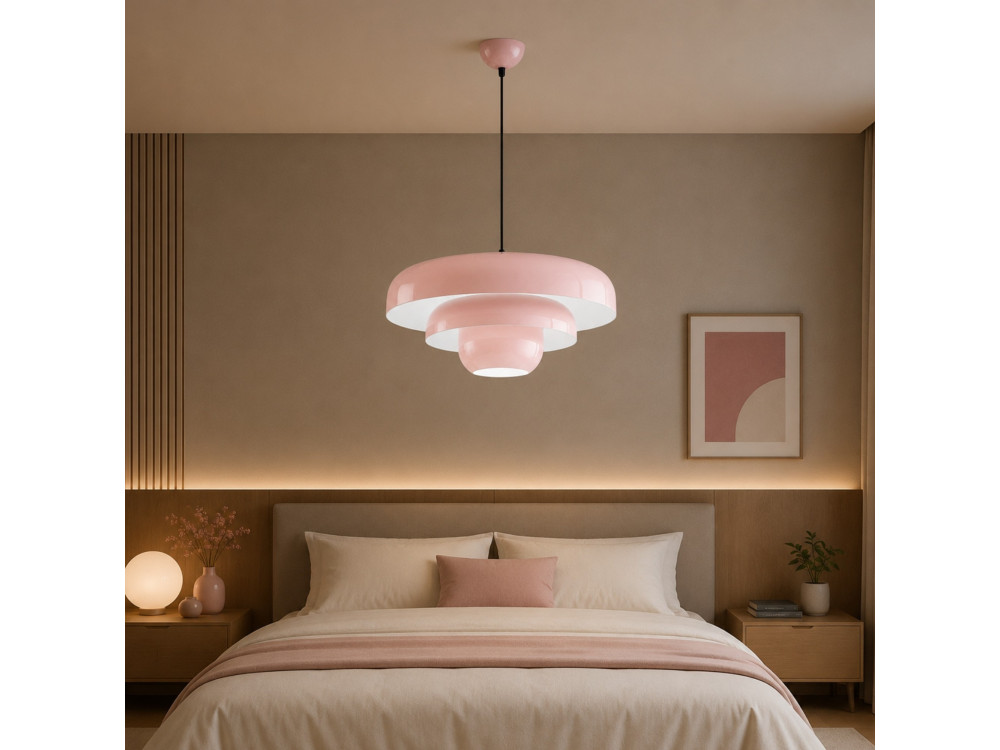 Metalowa lampa wisząca „Layer” – 43 x 43 cm – różowa