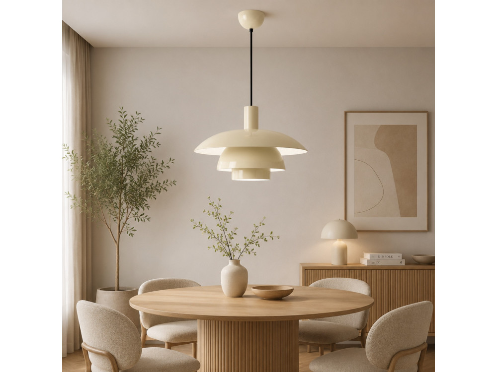 Metalowa lampa wisząca „Layer” – 45 x 45 cm – beżowa