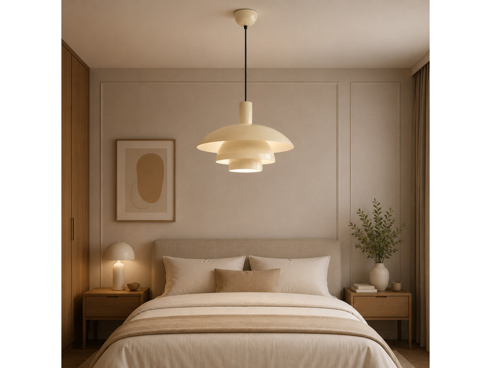 Metalowa lampa wisząca „Layer” – 45 x 45 cm – beżowa