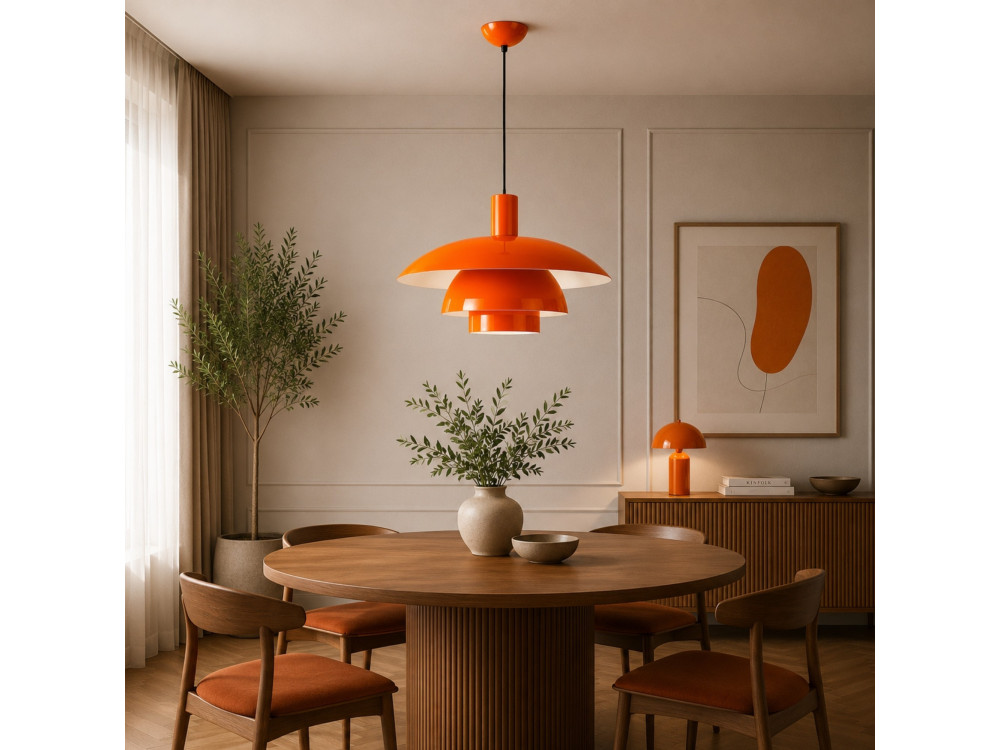 Metalowa lampa wisząca „Layer” – 45 x 45 cm – pomarańczowa