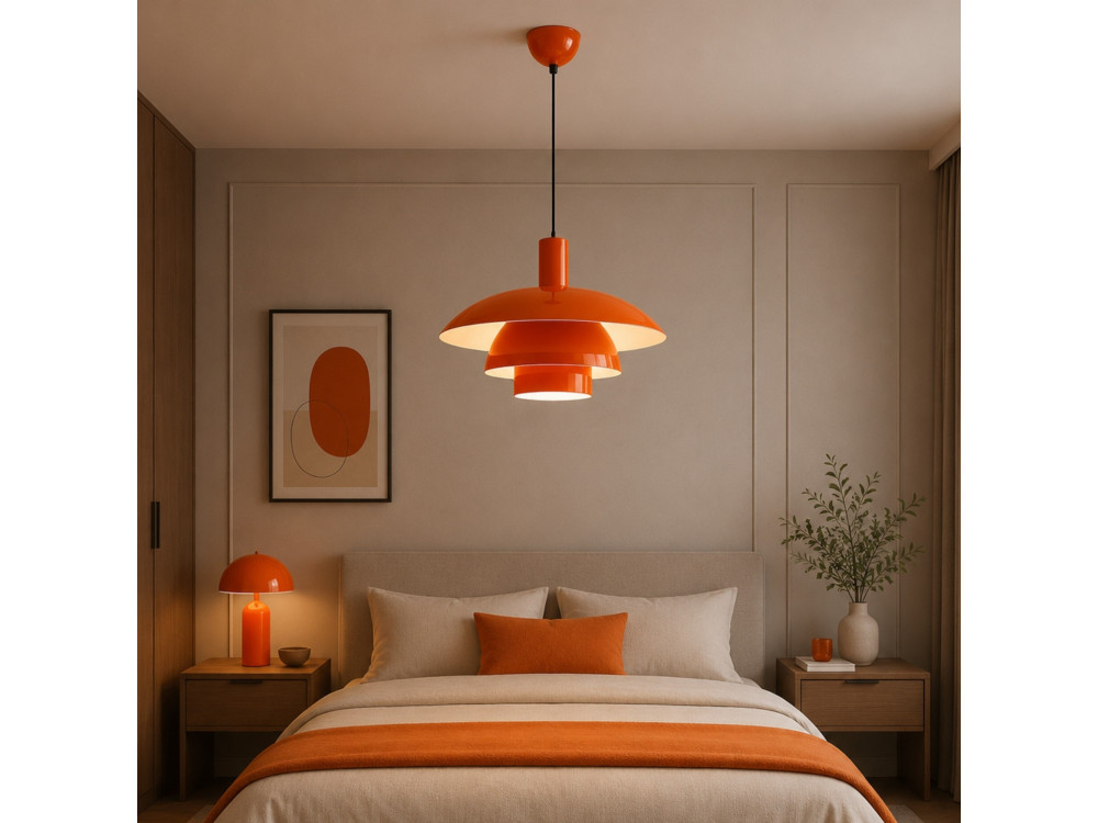 Metalowa lampa wisząca „Layer” – 45 x 45 cm – pomarańczowa