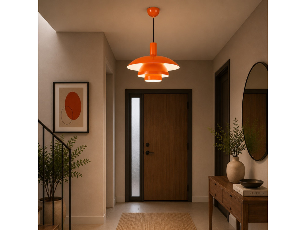 Metalowa lampa wisząca „Layer” – 45 x 45 cm – pomarańczowa