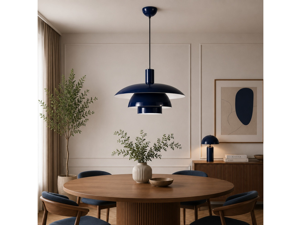Metalowa lampa wisząca „Layer” – 45 x 45 cm – granatowa
