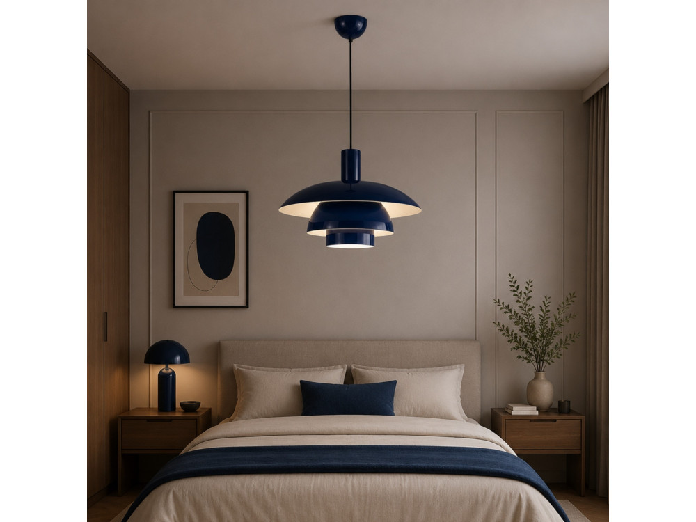 Metalowa lampa wisząca „Layer” – 45 x 45 cm – granatowa