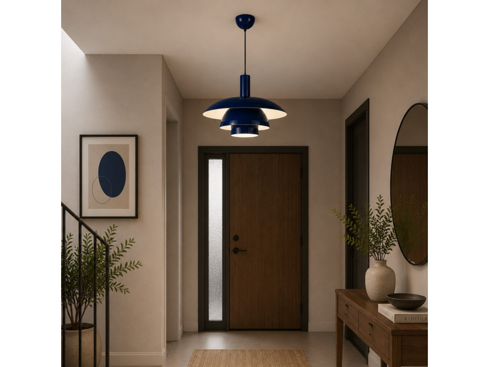 Metalowa lampa wisząca „Layer” – 45 x 45 cm – granatowa