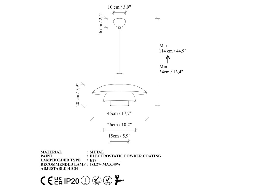 Metalowa lampa wisząca „Layer” – 45 x 45 cm – granatowa