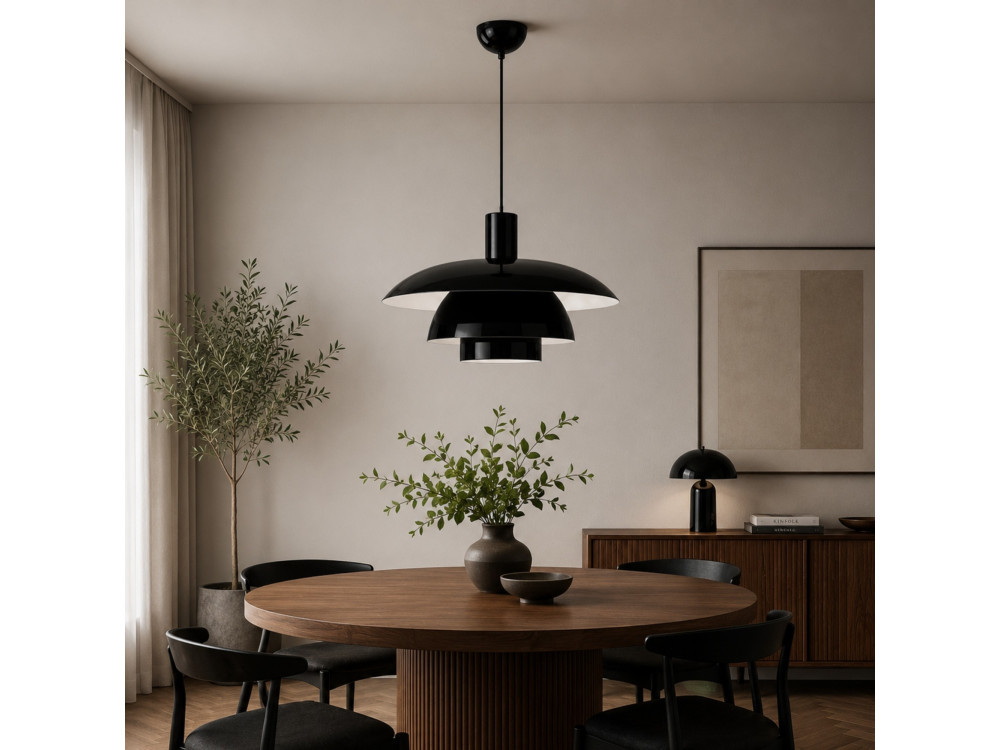 Metalowa lampa wisząca „Layer” – 45 x 45 cm – czarna