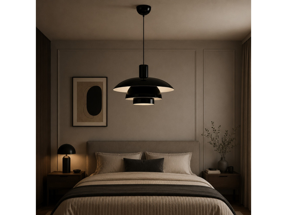 Metalowa lampa wisząca „Layer” – 45 x 45 cm – czarna