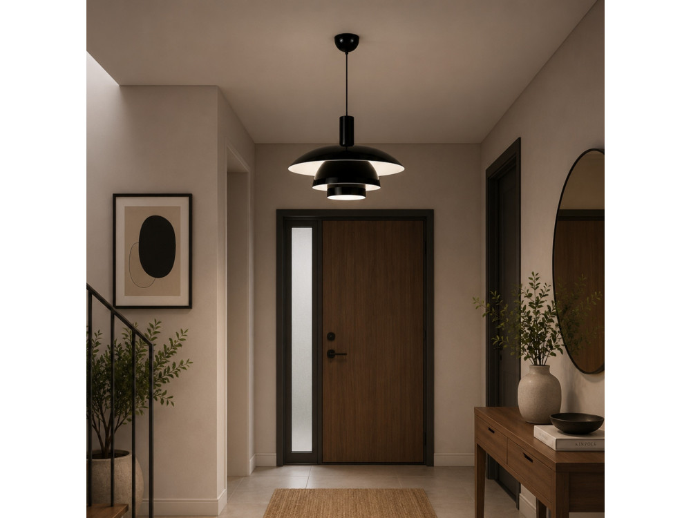 Metalowa lampa wisząca „Layer” – 45 x 45 cm – czarna