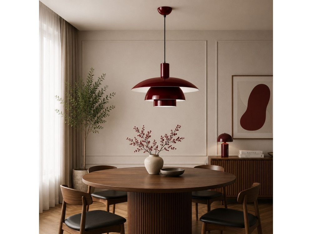 Metalowa lampa wisząca „Layer” – 45 x 45 cm – kolor bordowy