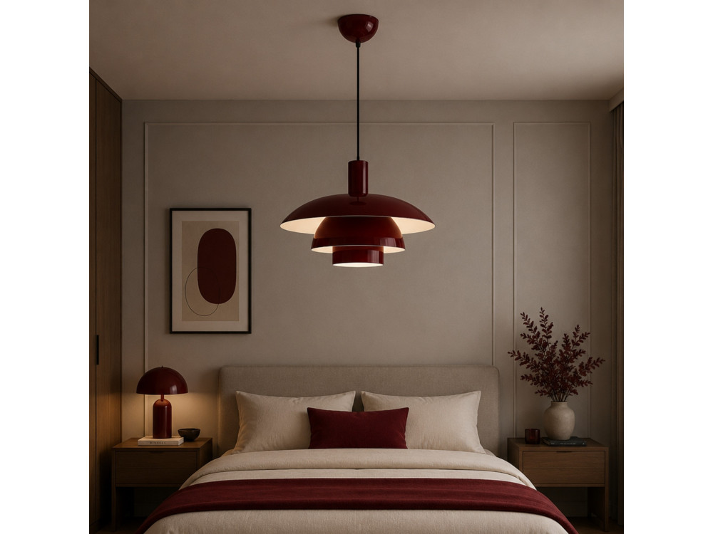 Metalowa lampa wisząca „Layer” – 45 x 45 cm – kolor bordowy